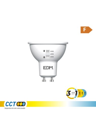 Bombilla dicroica led gu10, 5 w, 450 lm, 3cct, ø50 x 62 mm