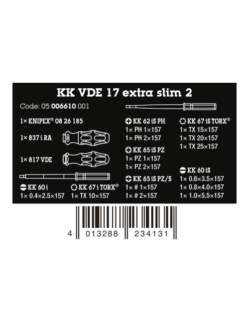 Destornilladores vde, extra slim 2, juego 17 piezas