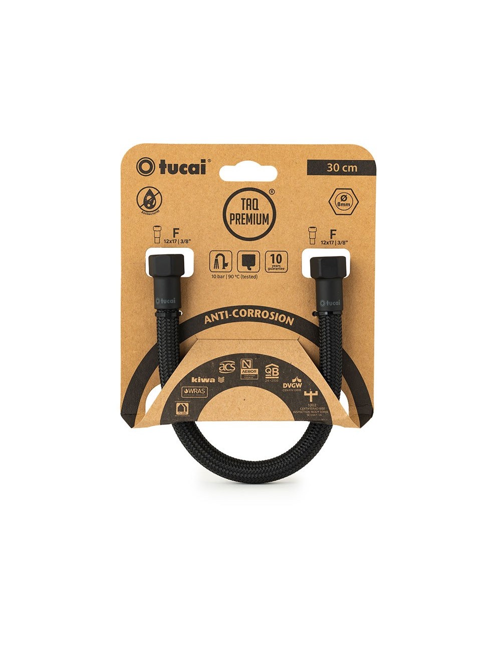 Latiguillo flexible negro 30 cm h - h 3/8 pulg