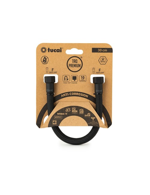 Latiguillo flexible negro 30 cm h - h 3/8 pulg