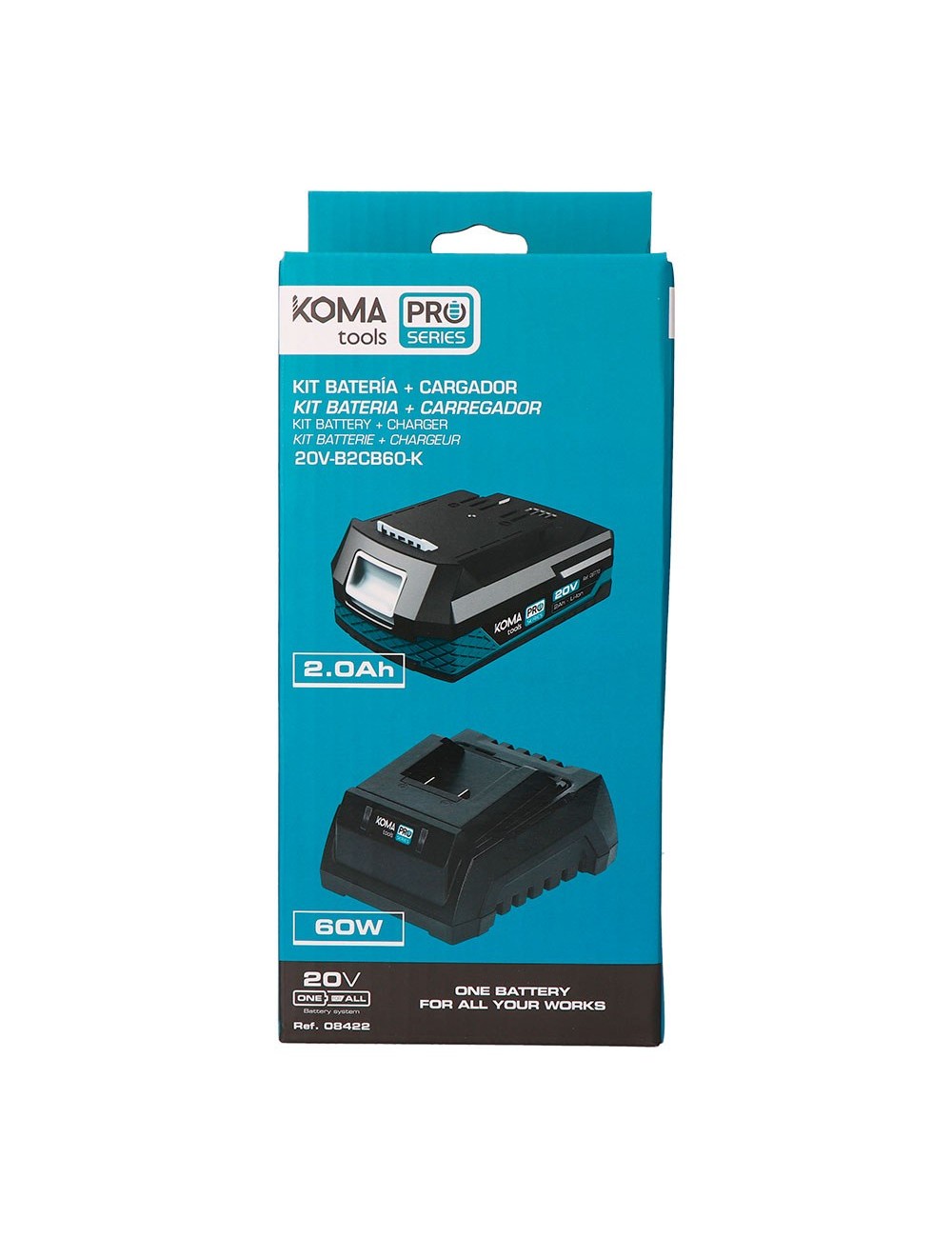 Pack batería li-ion 20 v 2.0 ah (08770) + cargador 20 v 60 w (08772)
