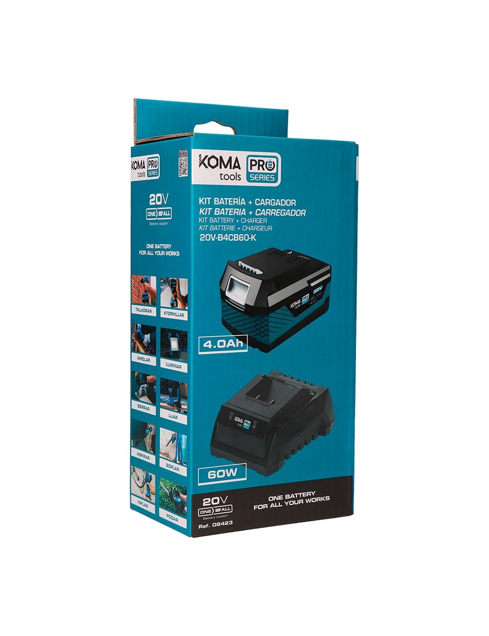 Pack batería li-ion 20 v 4.0 ah (08771) + cargador 20 v 60 w (08772)