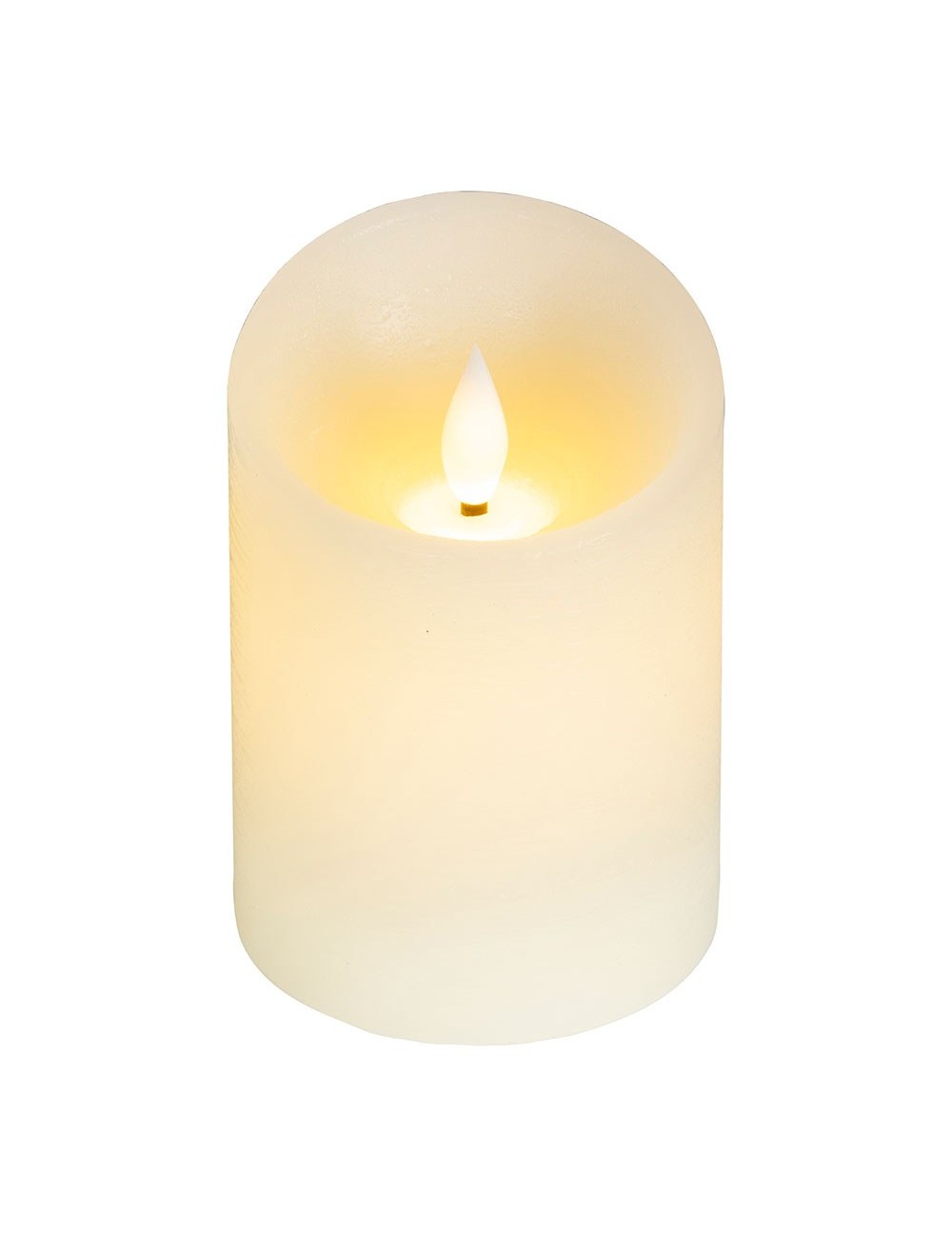 Vela de cera led, con parte superior curva, color crema ø7,5 x 12,5 cm
