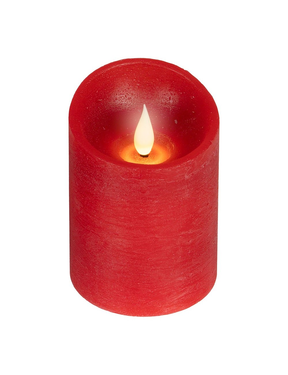 Vela de cera led, con parte superior curva, color rojo ø7,5 x 10,5 cm