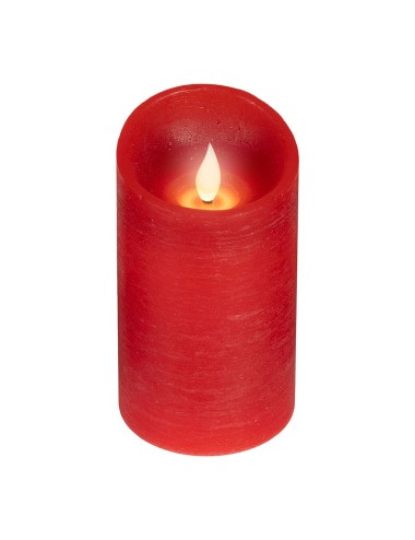 Vela de cera led, con parte superior curva, color rojo ø7,5 x 12,5 cm