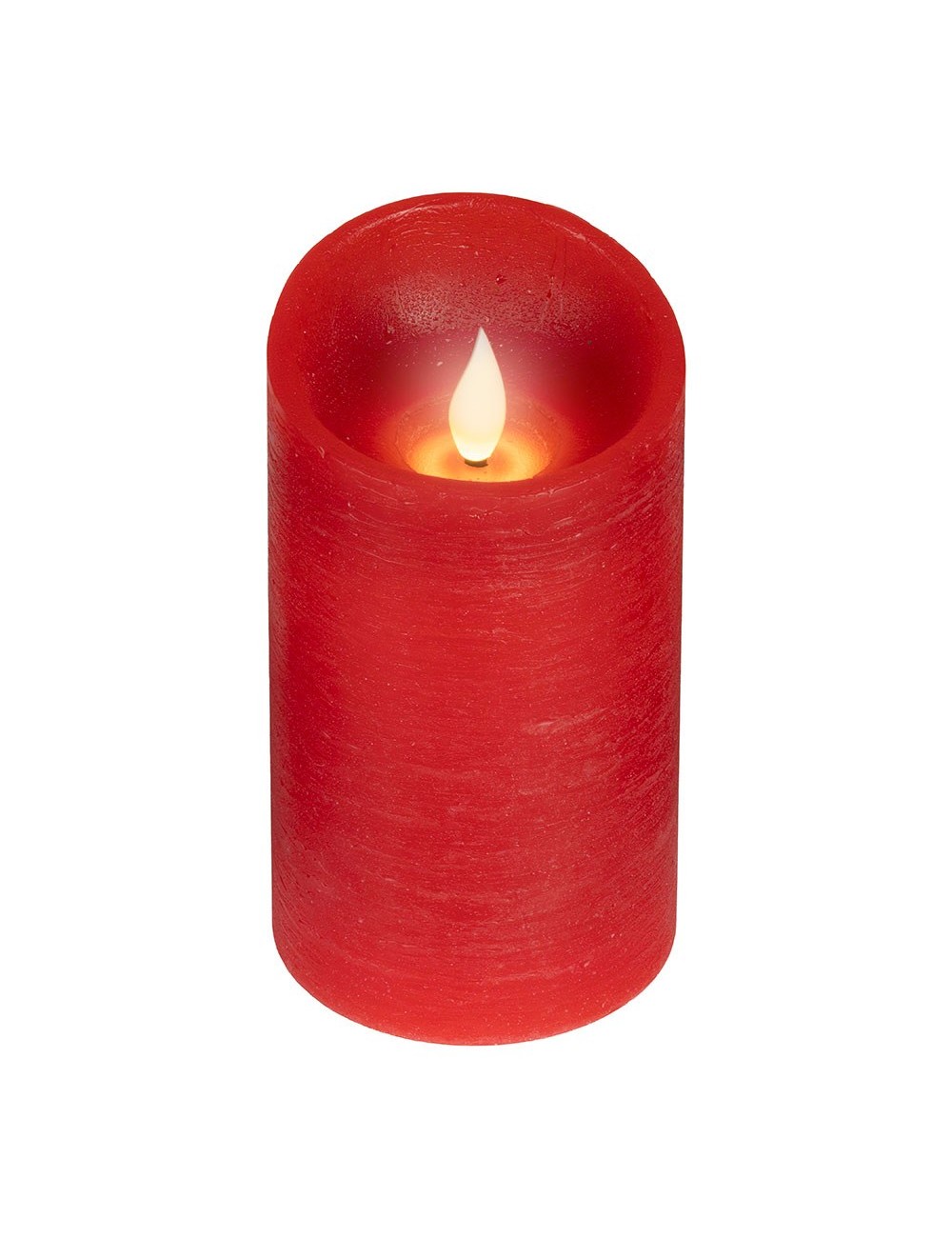 Vela de cera led, con parte superior curva, color rojo ø7,5 x 12,5 cm