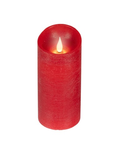 Vela de cera led, con parte superior curva, color rojo ø7,5 x 17 cm