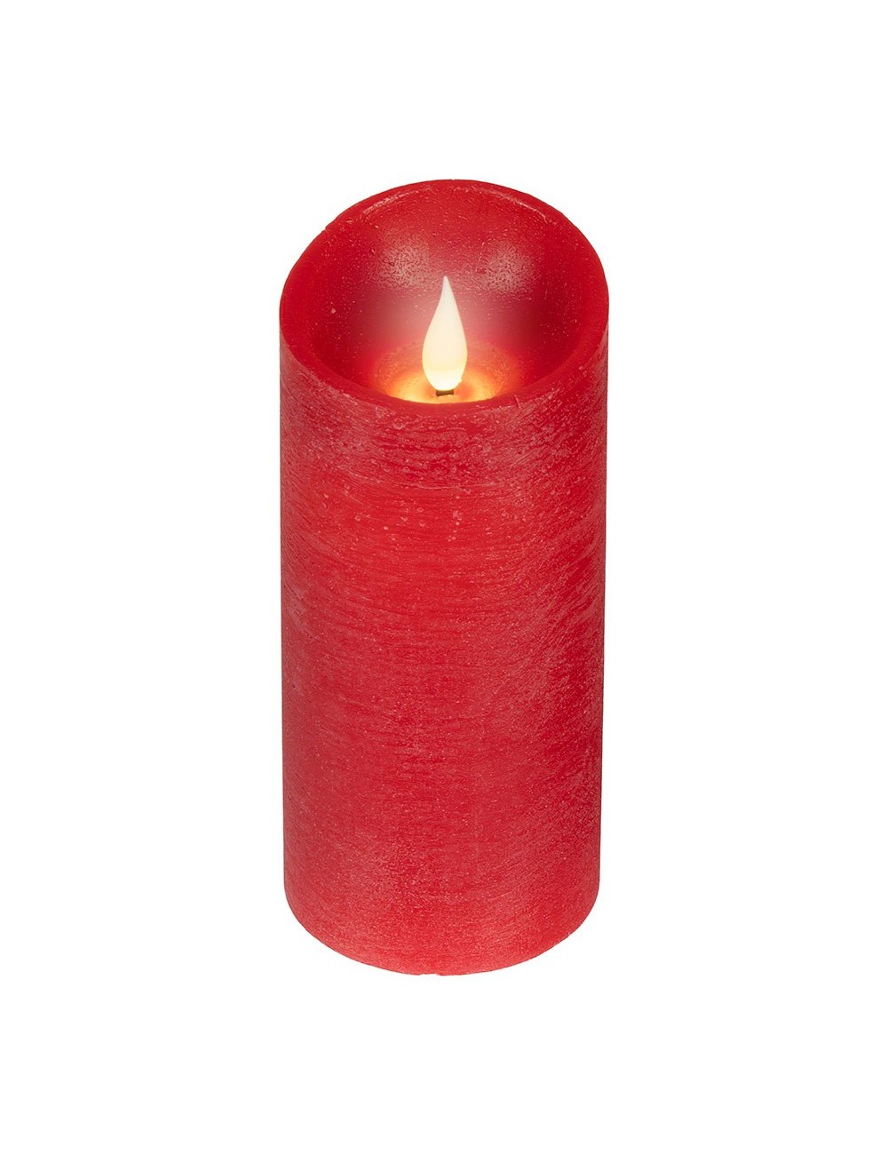 Vela de cera led, con parte superior curva, color rojo ø7,5 x 17 cm