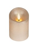 Vela de cera led, con parte superior curva, color dorado ø7,5 x 10,5 cm