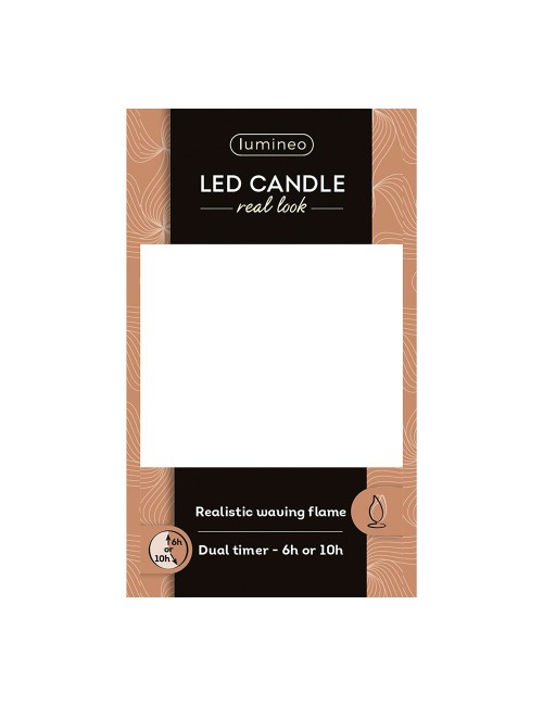Vela de cera led, con parte superior curva, color dorado ø7,5 x 10,5 cm