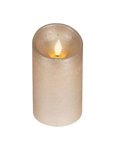 Vela de cera led, con parte superior curva, color dorado ø7,5 x 12,5 cm