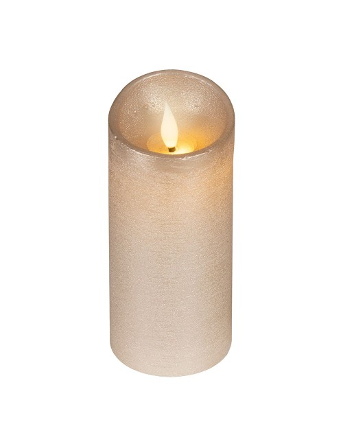 Vela de cera led, con parte superior curva, color dorado ø7,5 x 17 cm
