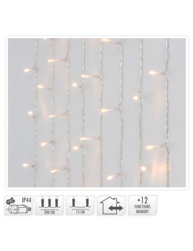 Cortina led exterior 480 leds luz blanco cálido 225 x 300 cm