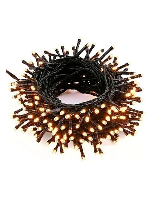 Guirnalda 1608 led blanco cálido cable negro