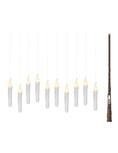 Velas led efecto llama mágica para uso interior, 10 uds + barita