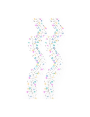 Guirnalda micro led multicolor de interior con cristales y alambre plateado 1,2 m