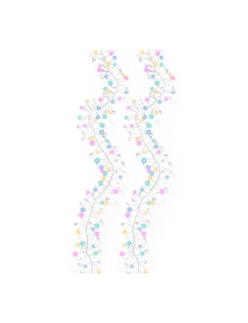 Guirnalda micro led multicolor de interior con cristales y alambre plateado 1,2 m