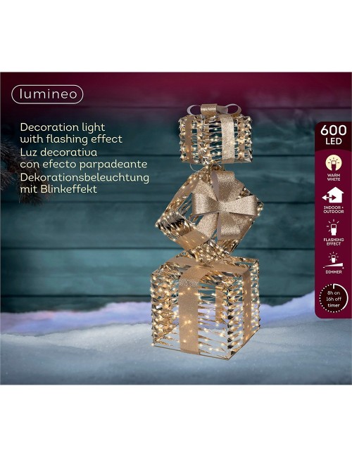 Luz led decorativa exterior con forma de cajas regalo