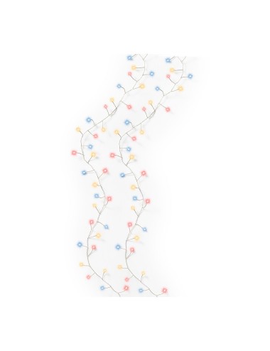 Guirnalda led exterior, blanca cálida y multicolor, parpadeante, cable plateado, 450 cm