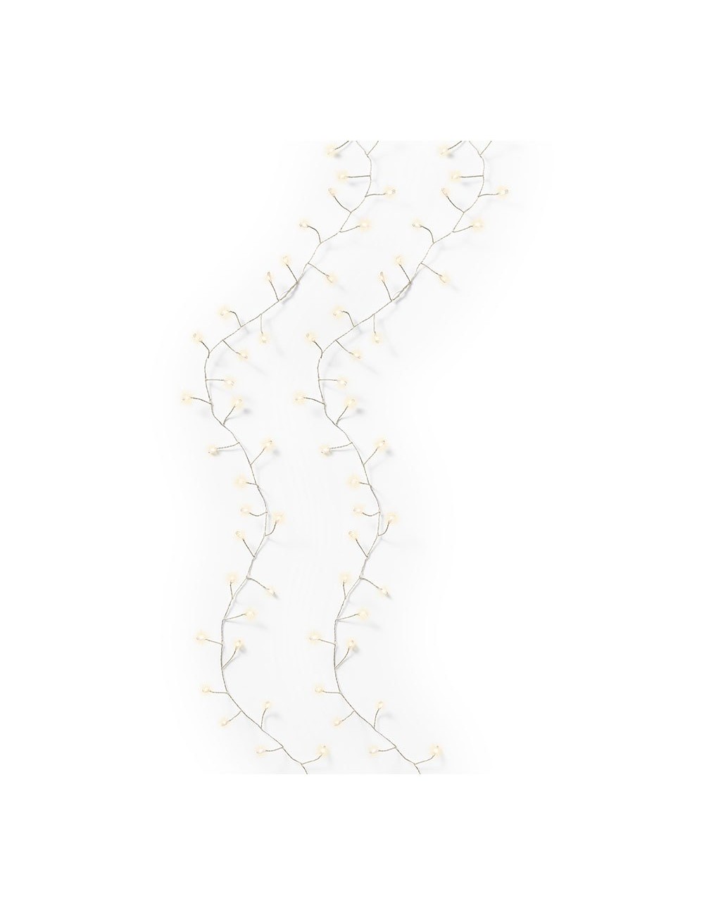 Guirnalda led exterior, blanca cálida y multicolor, parpadeante, cable plateado, 450 cm