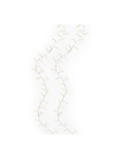 Guirnalda led exterior, blanca cálida y multicolor, parpadeante, cable plateado, 450 cm