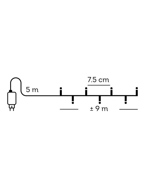 Guirnalda multifunción, uso exterior, basic, cálida clásica, cable negro, 120 leds, 9 m
