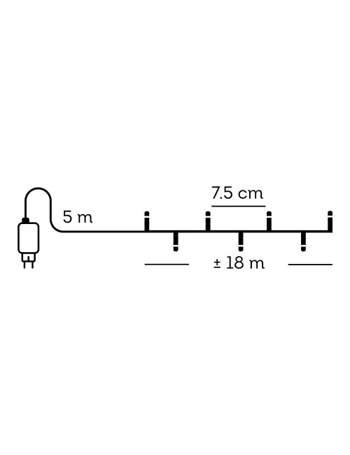 Guirnalda multifunción, uso exterior, basic, cálida clásica, cable negro, 240 leds, 18 m