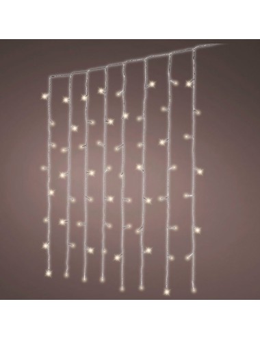 Cortina multifunción, exterior, blanco frío, cable transparente, 240 leds, 2 x 2 m