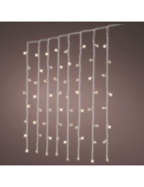 Cortina multifunción, exterior, blanco frío, cable transparente, 240 leds, 2 x 2 m