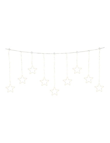 Cortina multifunción, exterior, con estrellas, blanco cálido, cable plateado, 1,2 m