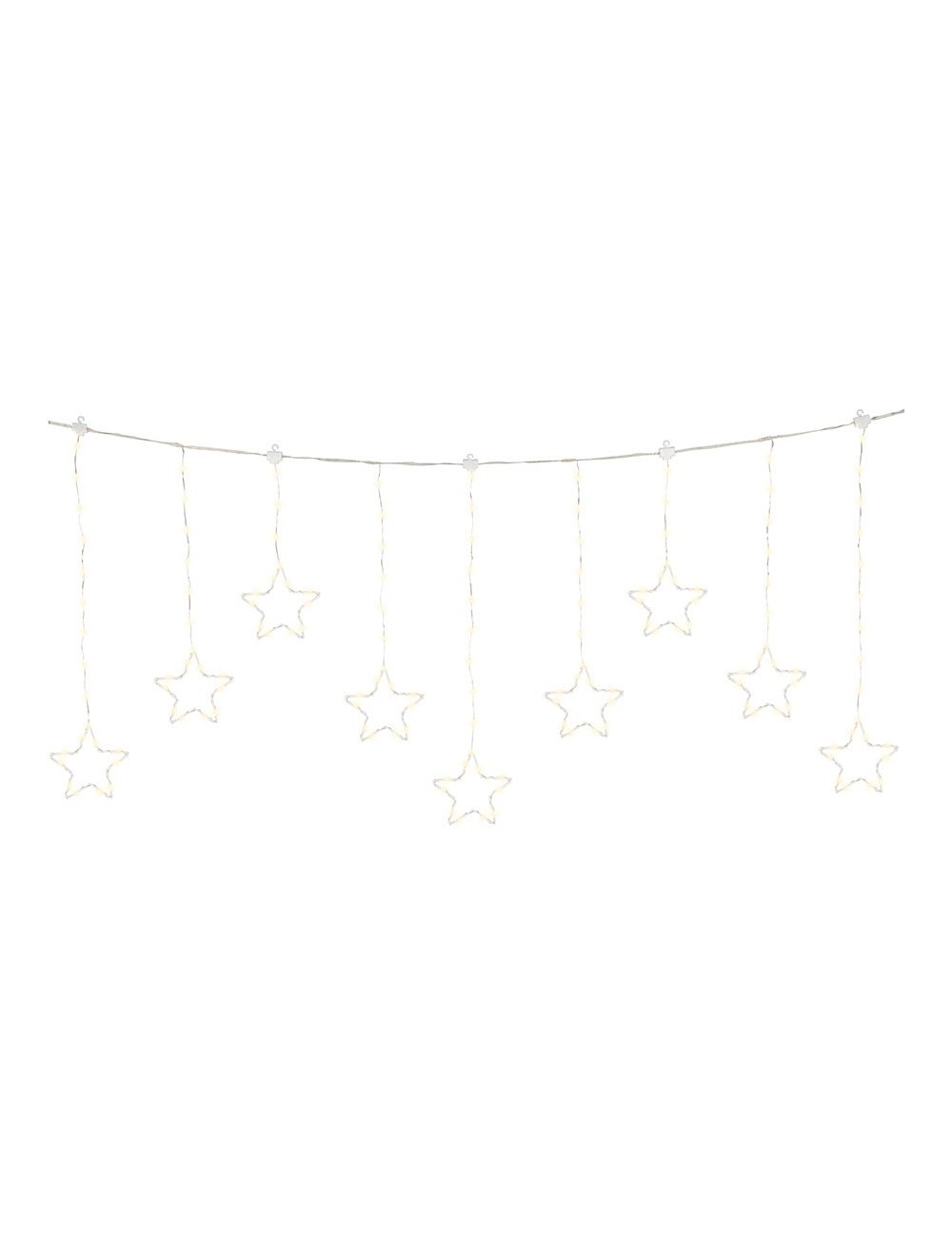 Cortina multifunción, exterior, con estrellas, blanco cálido, cable plateado, 1,2 m