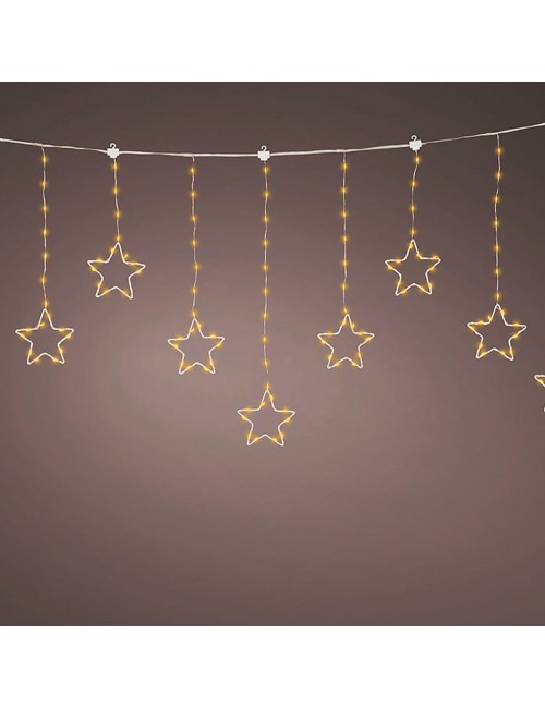 Cortina multifunción, exterior, con estrellas, blanco cálido, cable cobre, 1,2 m