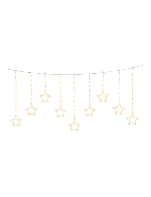 Cortina multifunción, exterior, con estrellas, blanco cálido, cable cobre, 1,2 m