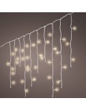 Cortina multifunción, exterior, con carámbanos, blanco cálido, cable blanco, 5 m