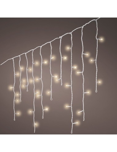 Cortina multifunción, exterior, con carámbanos, blanco cálido, cable blanco, 5 m