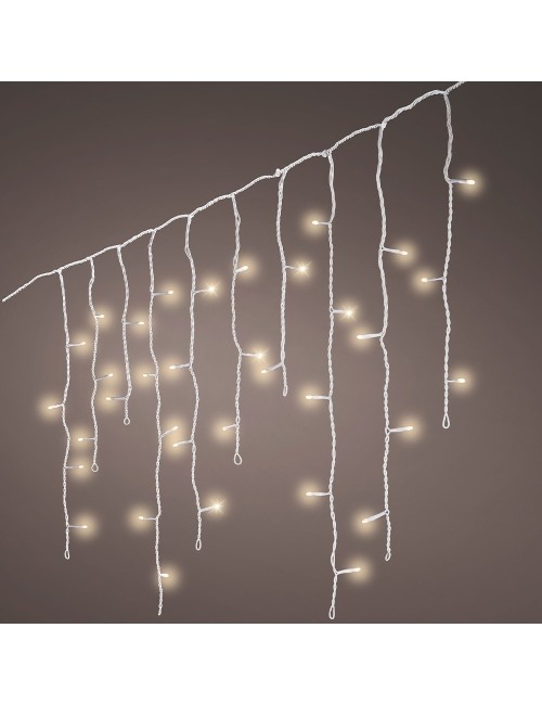 Cortina multifunción, exterior, con carámbanos, blanco cálido, cable blanco, 5 m