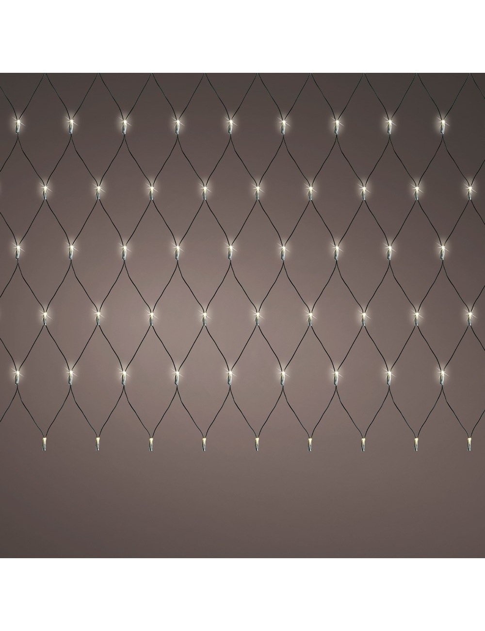 Red de luces led fija exterior, blanco cálido, cable negro, 1,3 x 1 m