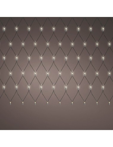 Red de luces led fija exterior, blanco cálido, cable negro, 2 x 2 m