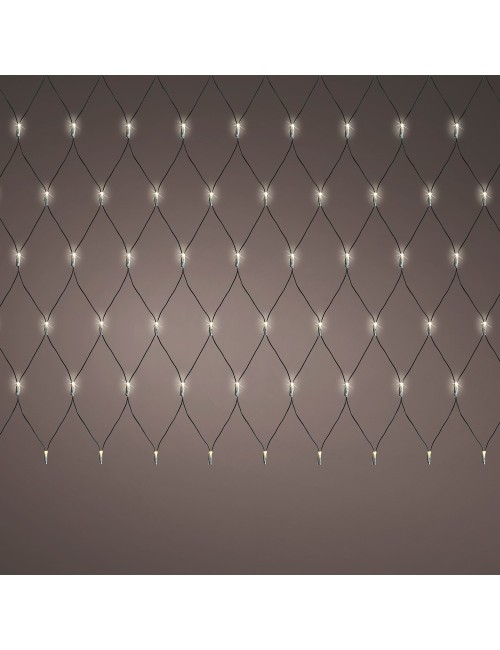 Red de luces led fija exterior, blanco cálido, cable negro, 2 x 2 m