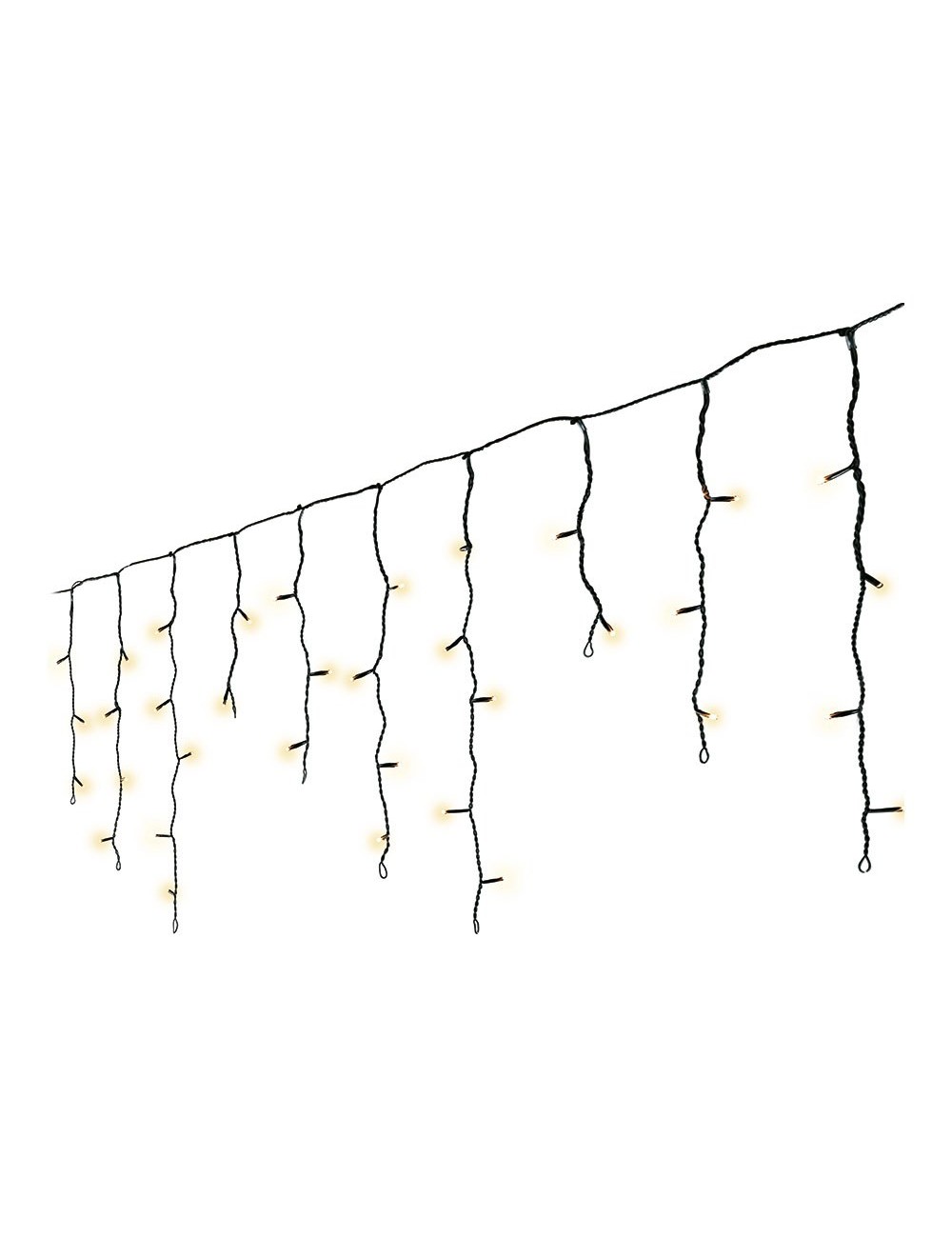 Cortina multifunción, exterior, con carámbanos, blanco cálido, cable negro, 5 m