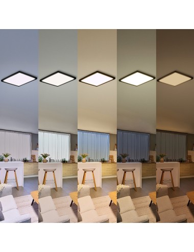 Plafón cuadrado negro valen, 13 w, 1550 im, 2200-6500 k, 295 x 37 x 295 mm