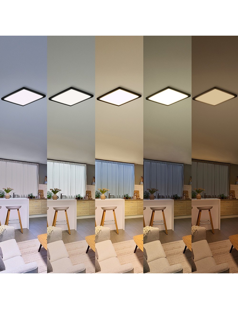 Plafón cuadrado negro valen, 13 w, 1550 im, 2200-6500 k, 295 x 37 x 295 mm