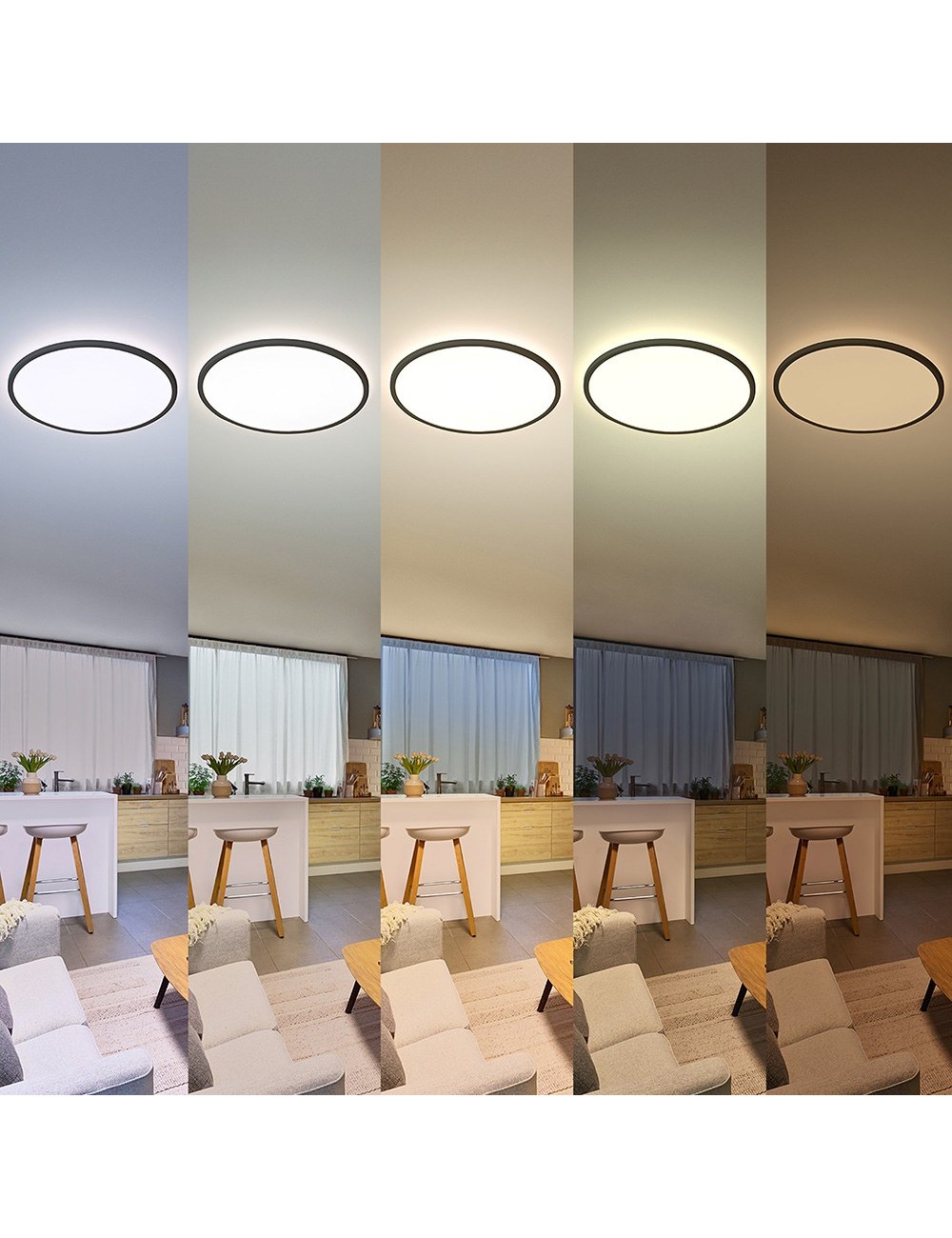 Plafón redondo negro valen, 16 w, 2000 im, 2200-6500 k, ø291 x 24 mm