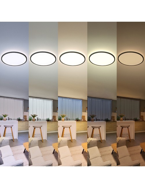 Plafón redondo negro valen, 32 w, 4100 im, 2200-6500 k, ø541 x 28 cm