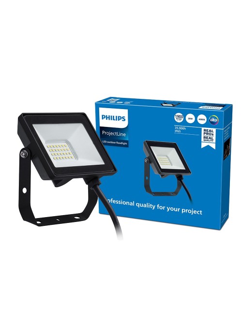 Foco proyector led, negro, 20 w, 1900 im, 4000 k, 138 x 27 x 122 mm