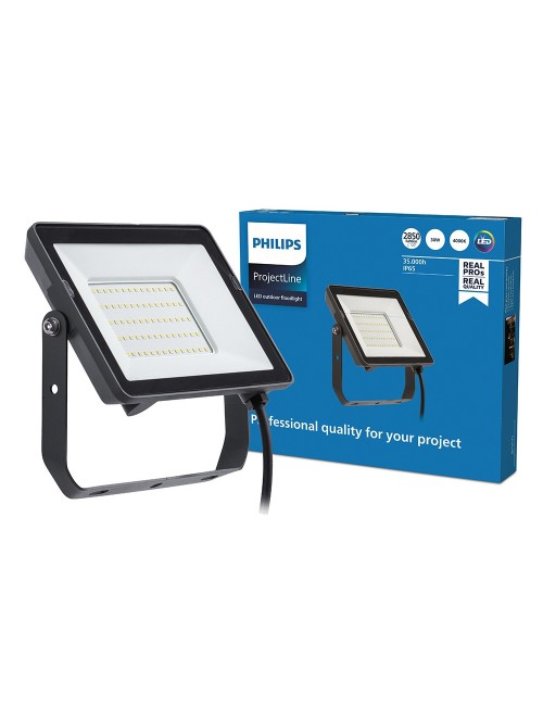 Foco proyector led negro 30 w, 2820 - 3000 im, 4000 k, 190 x 27 x 156 mm