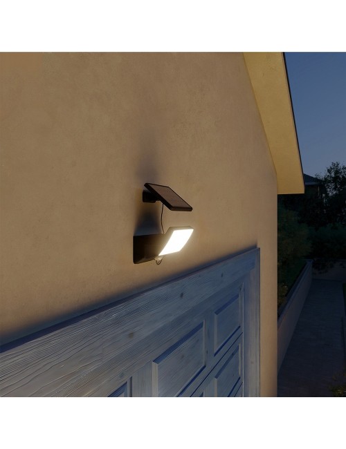 Luz de seguridad solar fyns negra 8,2 w, 1000/50 im, 3000 k