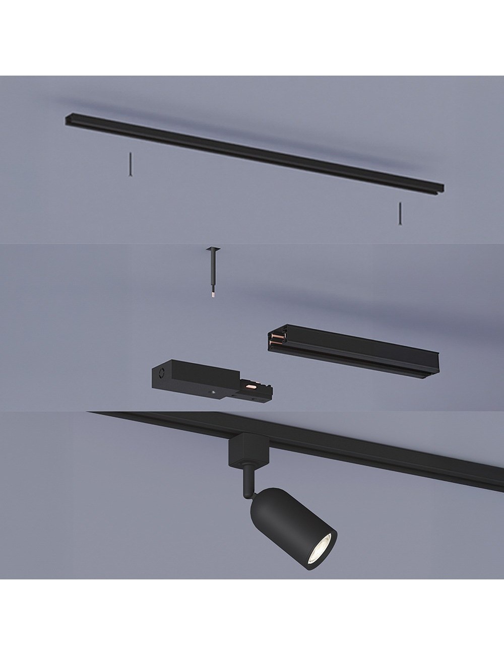 Sistema de riel easylink 3 proyectores, shea, 5 w, negro