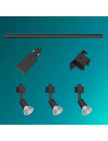 Sistema de riel easylink 3 proyectores, tobia, 5 w, negro