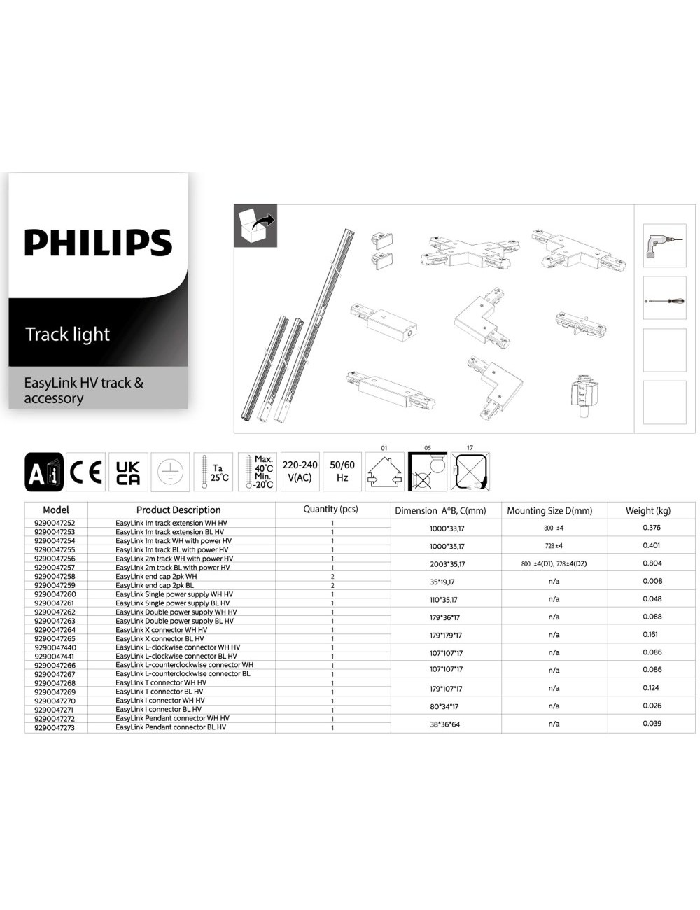 Sistema de riel easylink 3 proyectores, tobia, 5 w, blanco